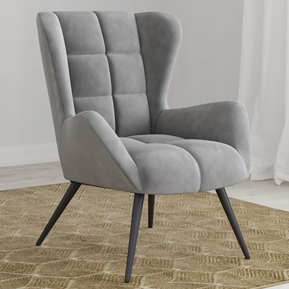 Dorel Dalton Grey Velvet Accent Chair Image 1