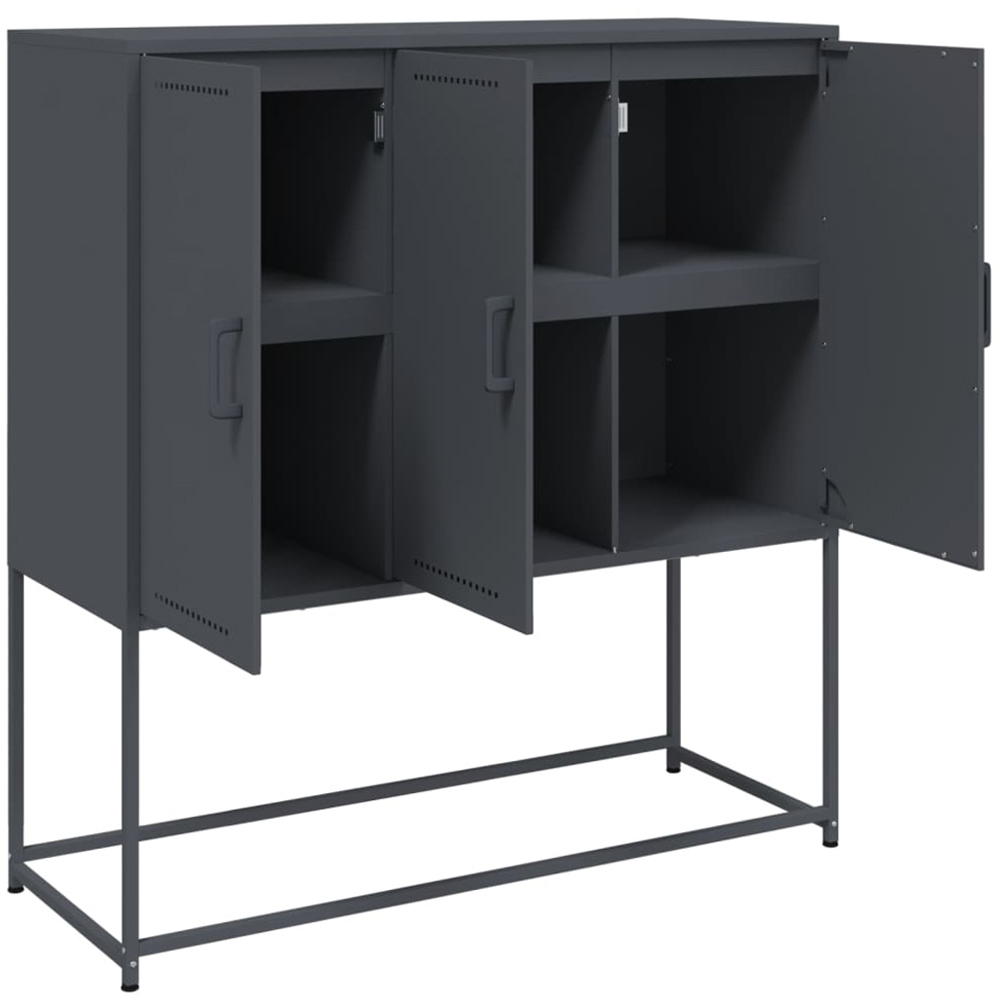 vidaXL 3 Door Anthracite Steel Highboard Image 3