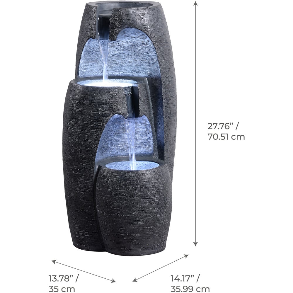 Teamson Home Black Modern 3-Tier Cascading Urn Outdoor Fountain 28 inch Image 8