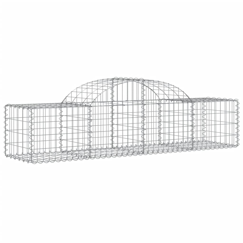 vidaXL Silver Galvanised Iron Arched Gabion Basket 200 x 50 x 40/60cm 14 Pack Image 1