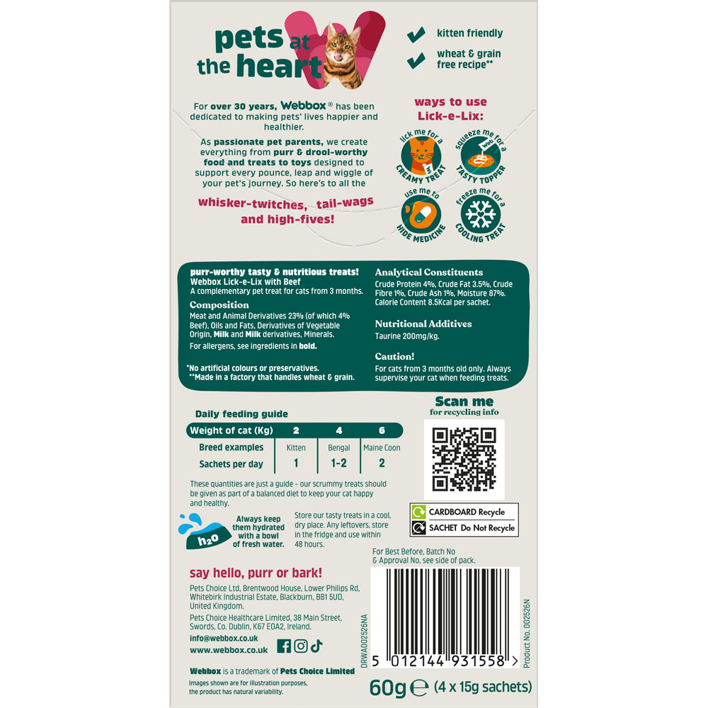 Pack of 4 Webbox Lick-E-Lix Cat Treats Beef Image 2