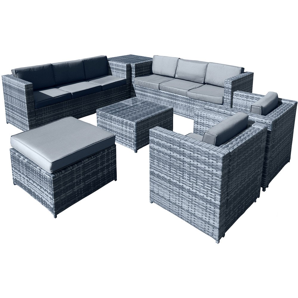 Oseasons Malta 9 Seater Ocean Grey Rattan U Shape Sofa Set Image 2