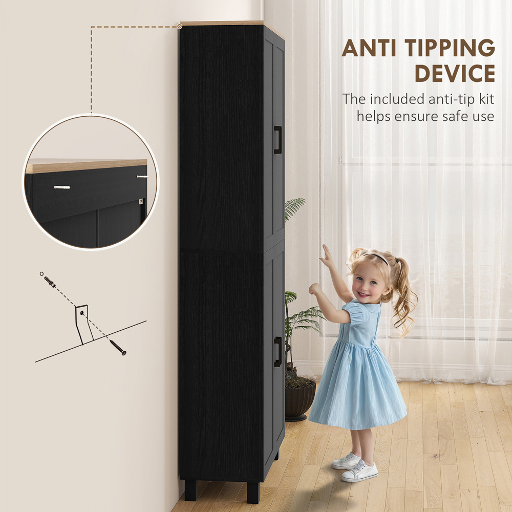 HOMCOM 4 Door Black Kitchen Storage Cabinet Image 6