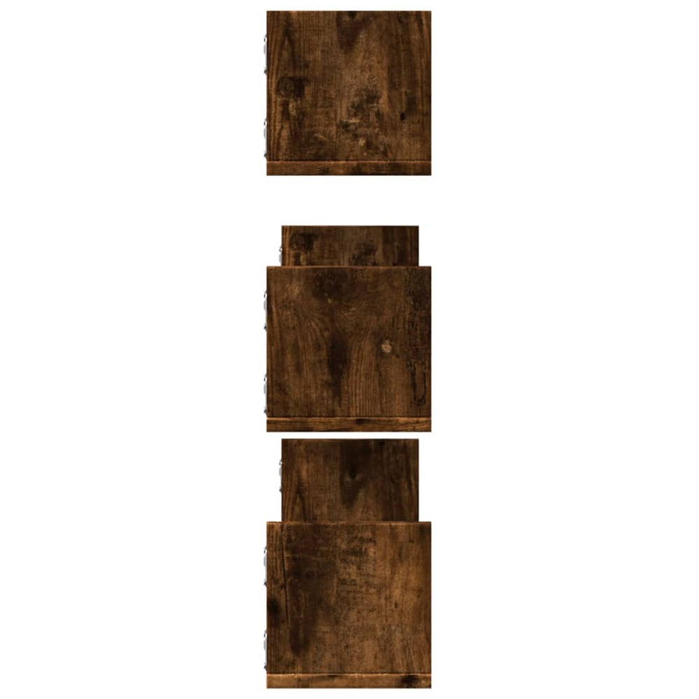 vidaXL 80cm Set of 3 Smoked Oak Floating Wall Shelf Image 4