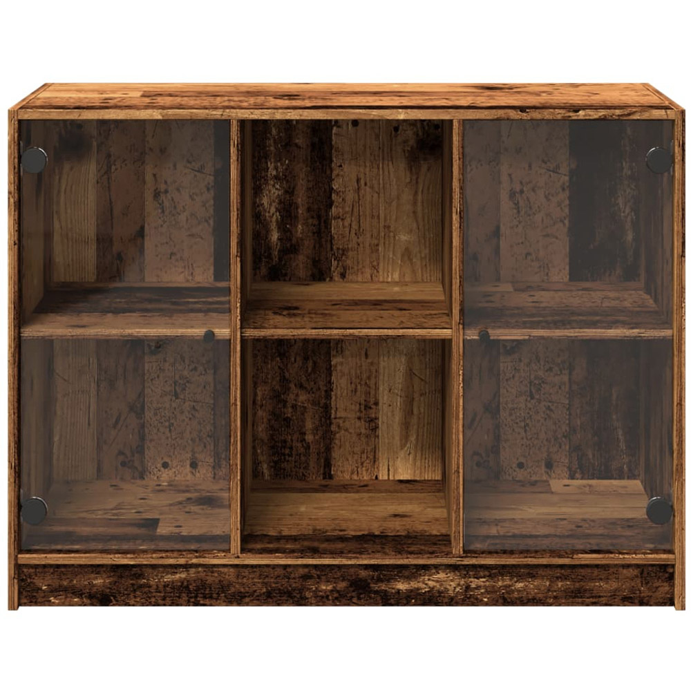vidaXL 2 Glass Door 2 Shelf Old Wood Sideboard Image 4
