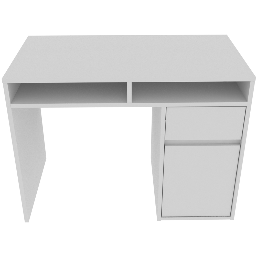 Decorotika Isla Single Door Single Drawer 2 Shelf Corner Computer Desk White Image 4
