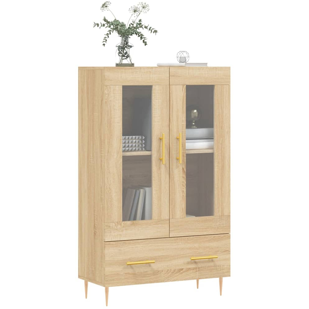 vidaXL 2 Glass Door Single Drawer Sonoma Oak Highboard Image 3