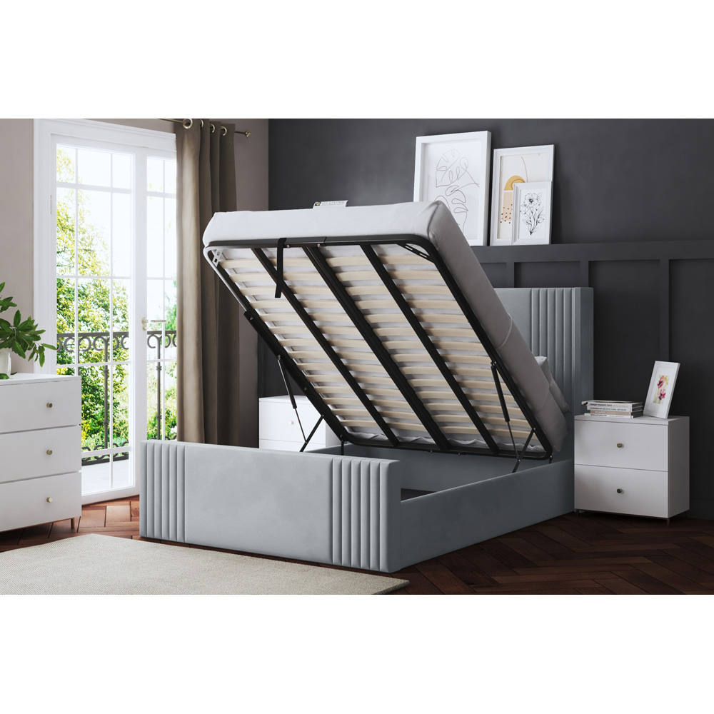 DS Living Elara Single Silver Winged Panel Ottoman Bed with Headboard Image 5