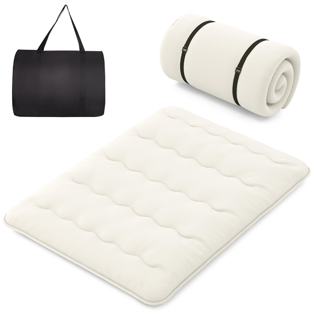 Costway King Size Beige Japanese Futon Floor Mattress with Bag Image 1