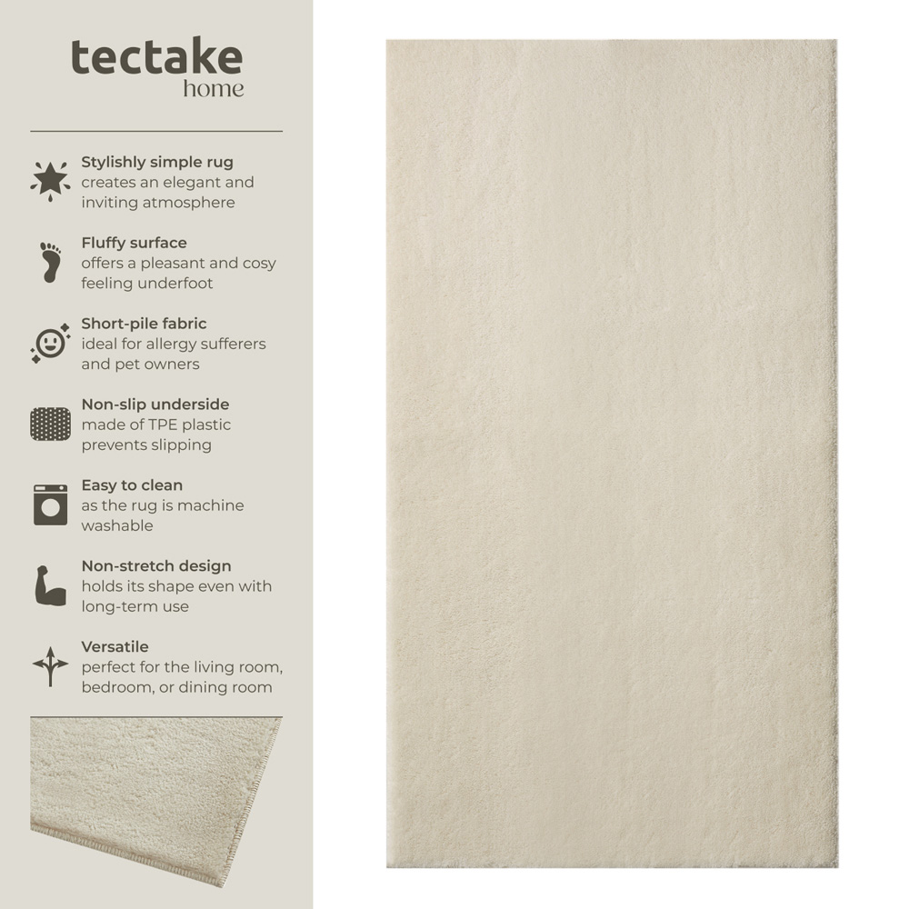 tectake Zonelle Beige Short Pile Ultra Soft Rug 110 x 60cm Image 7