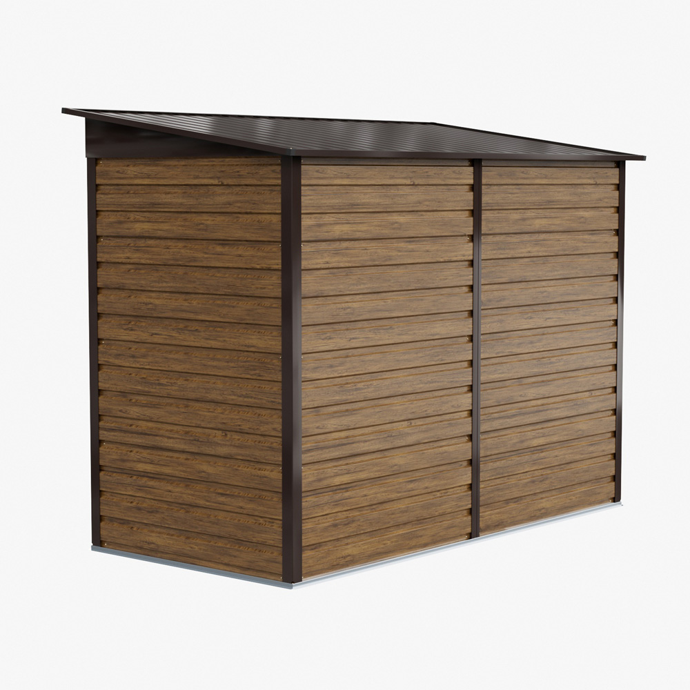 Living and Home 8 x 4ft Brown Wood-Grain Finish Pent Garden Storage Shed Image 5