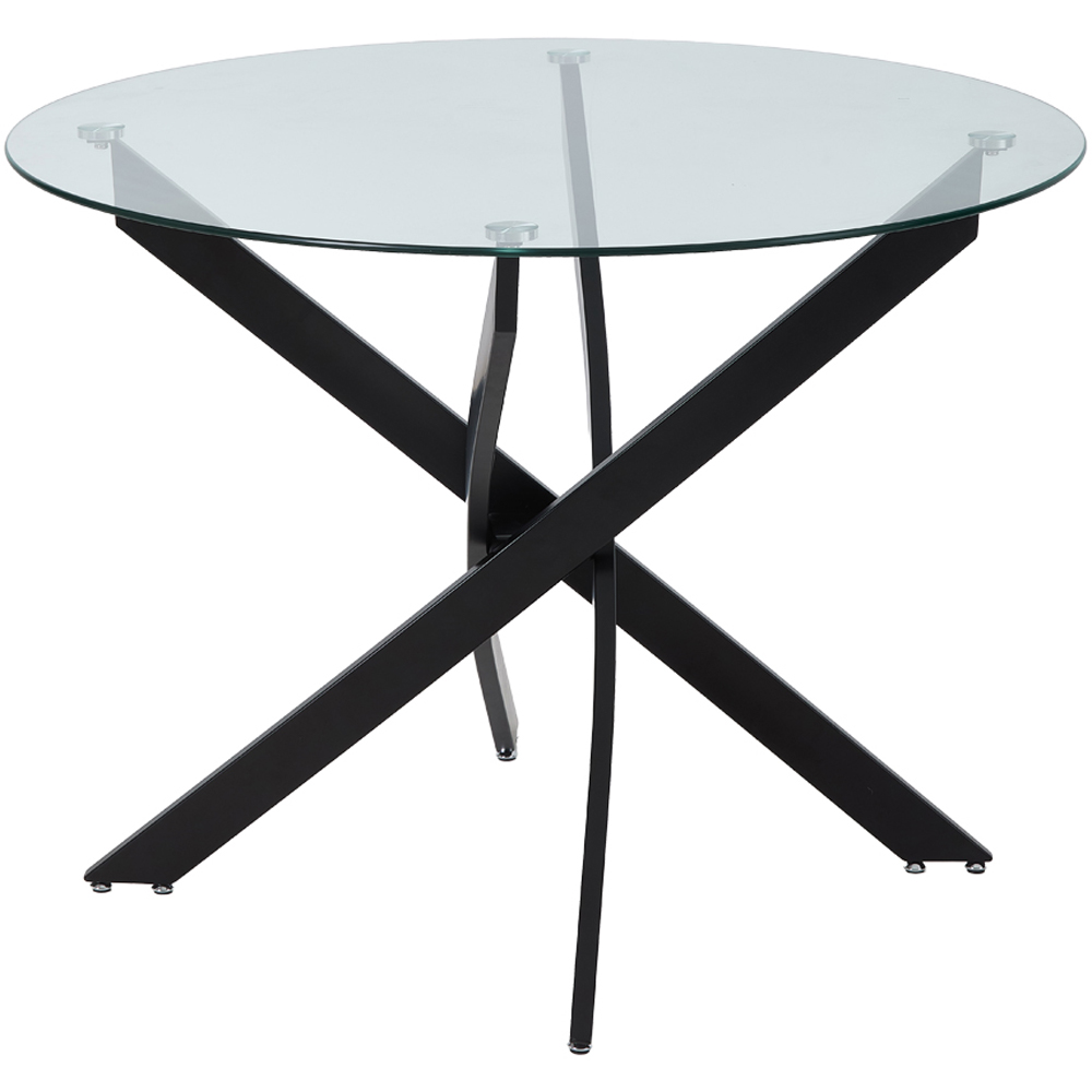 Living and Home 2 Seater 80cm Round Tempered Glass Dining Table Black Image 2