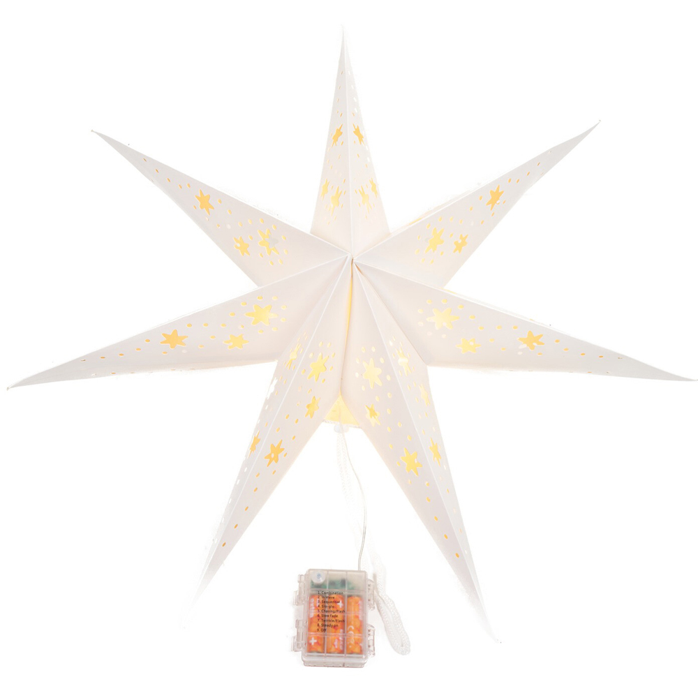 LED Hanging Paper Star Lantern Gold Image 3