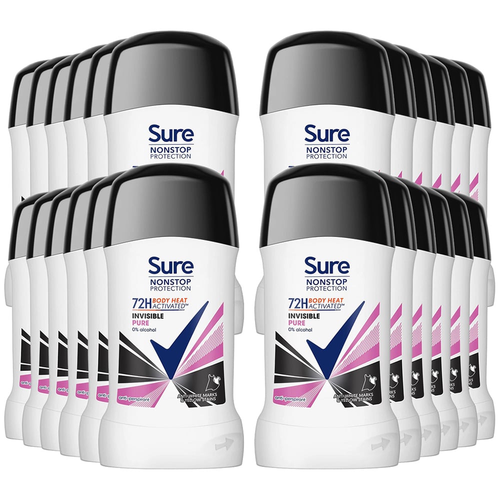 Sure Women Invisible Pure 72H Nonstop Protection Anti-Perspirant Stick 50ml 24 Pack Image 1
