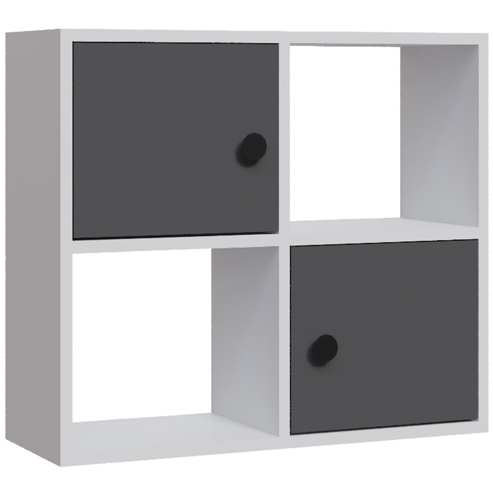 Decorotika Tuttle 2 Door 2 Open Shelf White and Anthracite Bookcase Image 2