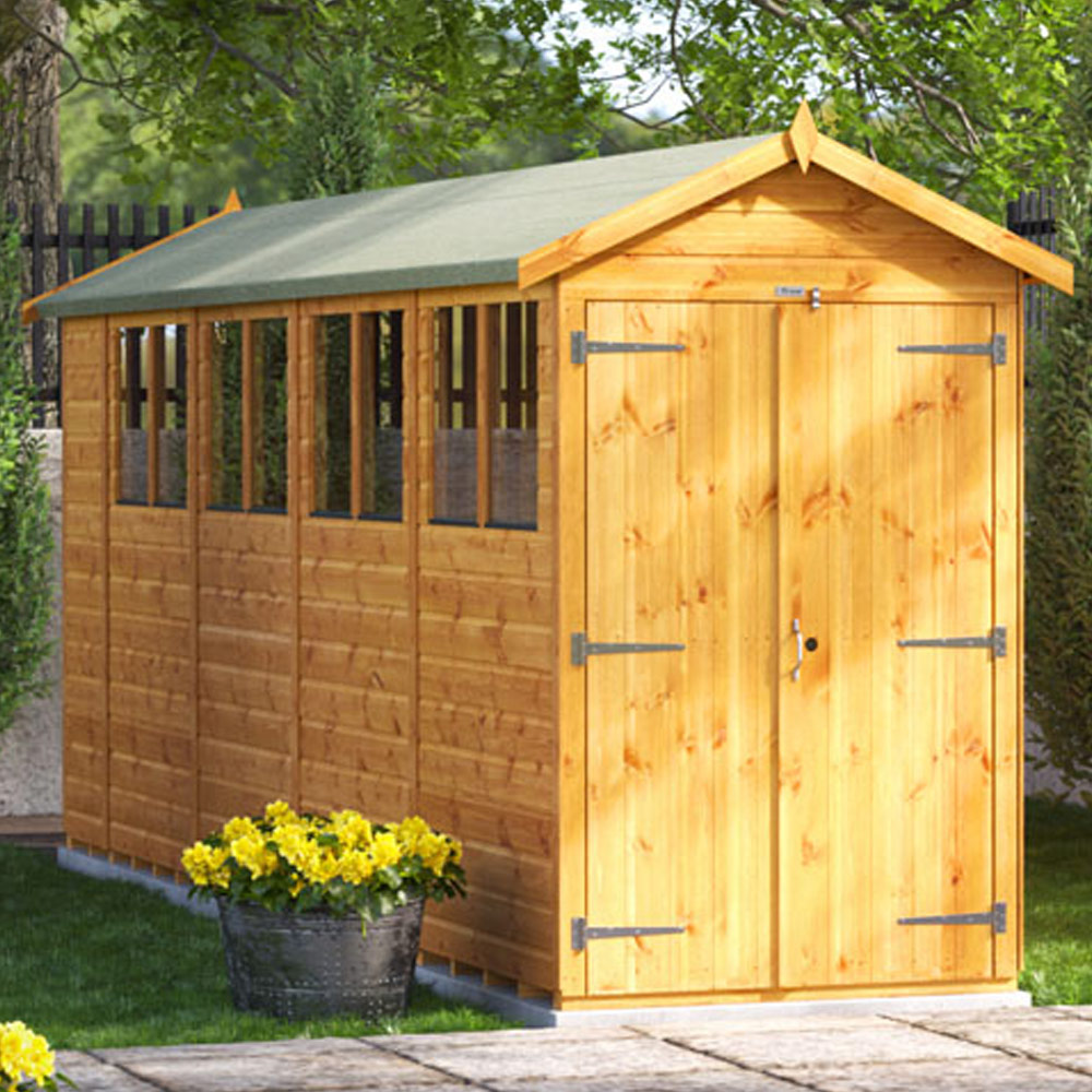Power Sheds 18 x 4ft Double Door Apex Wooden Shed with Window Image 2