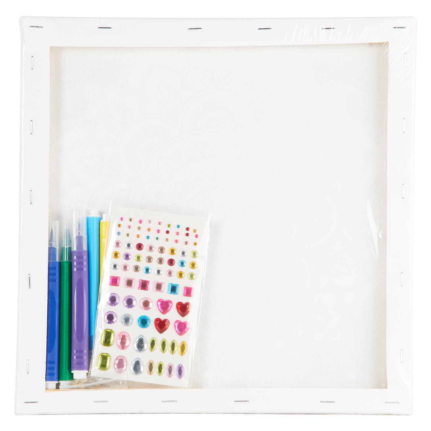 Black Glitter Colouring Canvas with Pens - Black Image 2