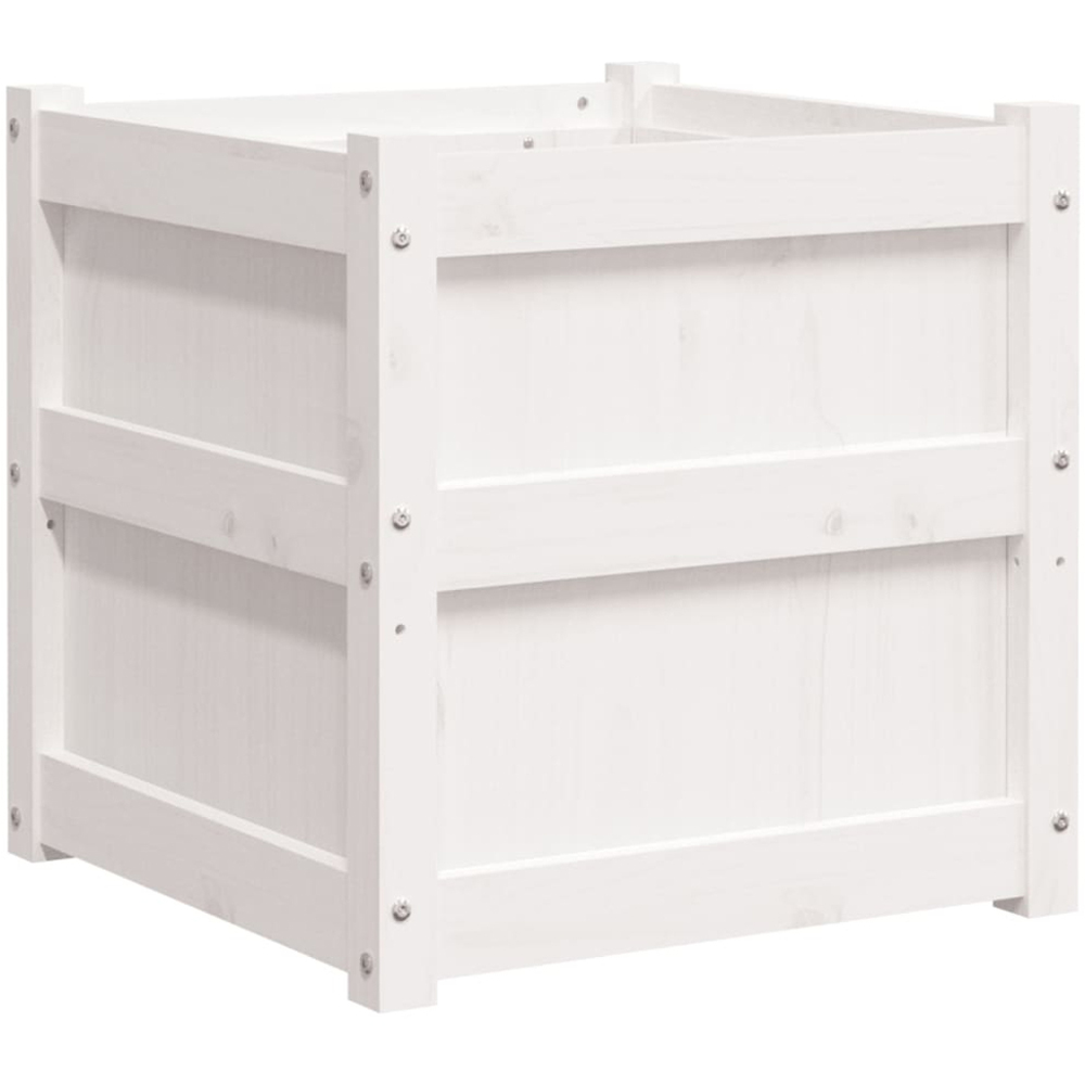 vidaXL White Solid Pine Wood Garden Planter 50 x 50 x 50cm Image 1