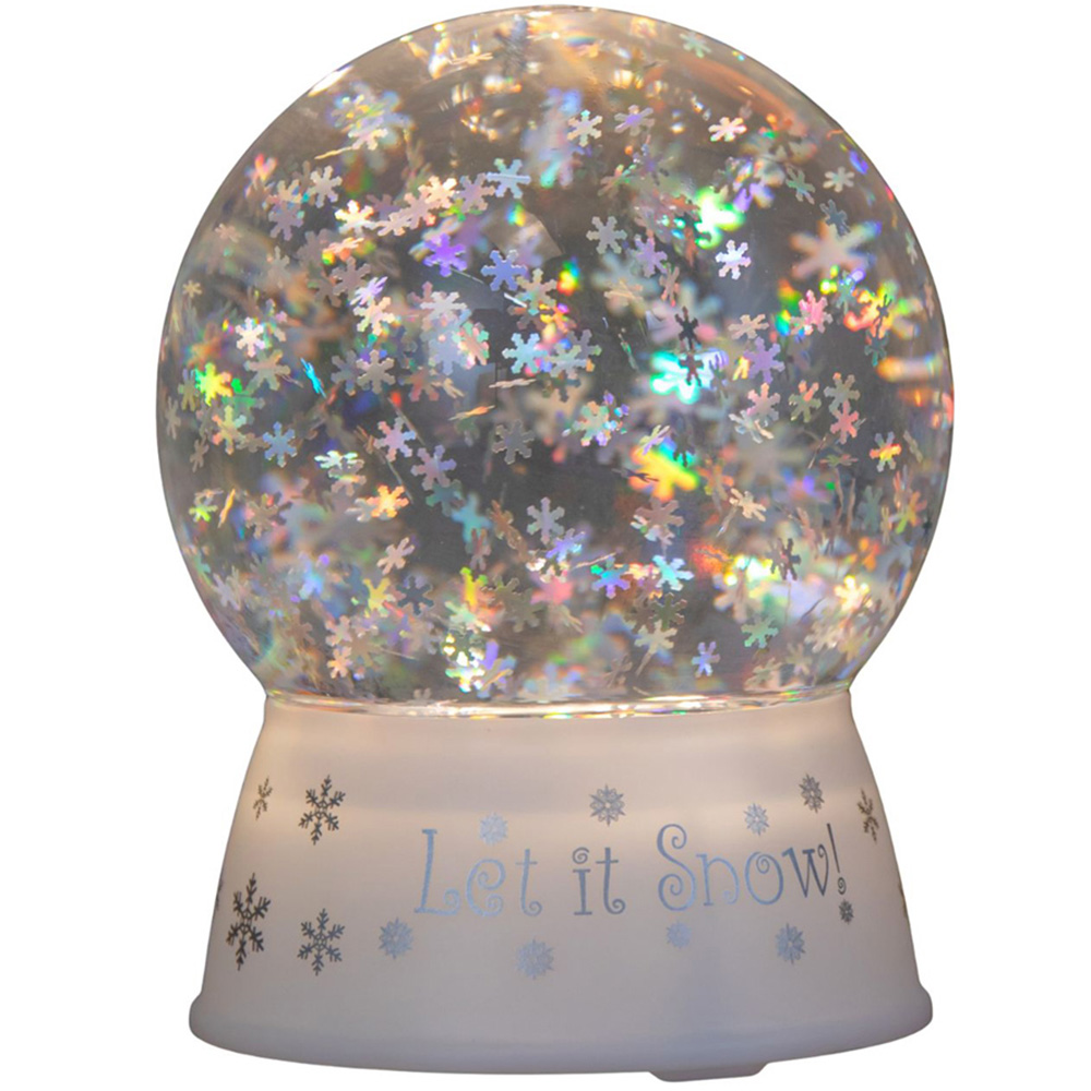 Samuel Alexander Warm White LED White Christmas Snowflake Water Spinner Globe 15cm Image 1
