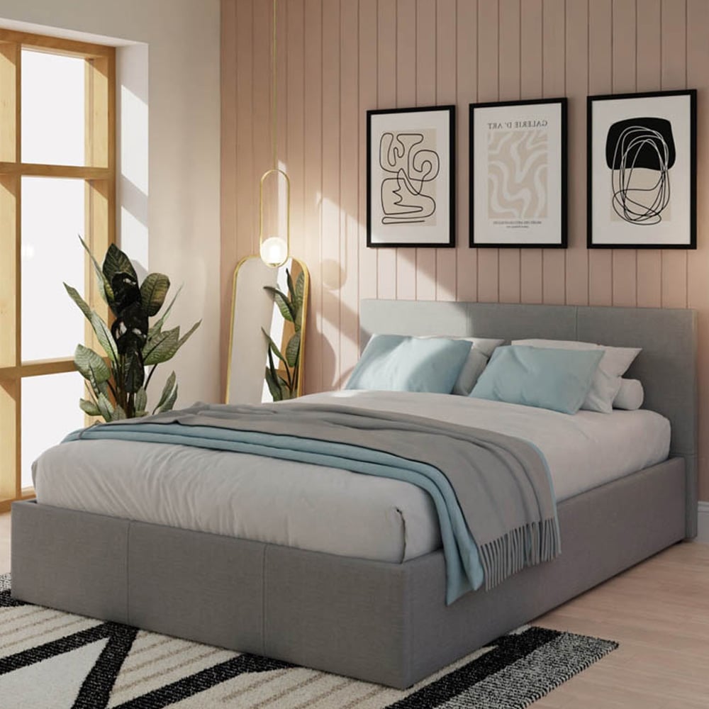 GFW Double Grey End Lift Ottoman Bed Image 1