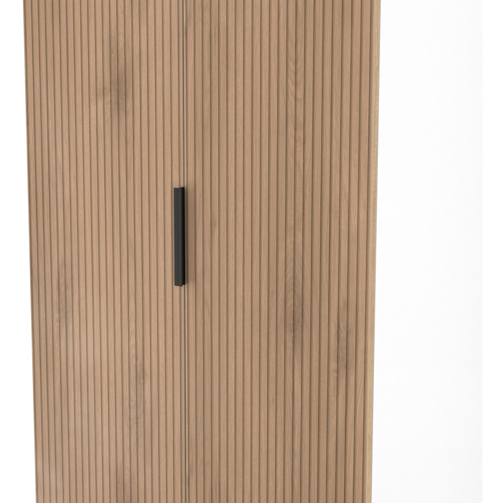 Crowndale Java 2 Door Slatt Effect and White Tall Wardrobe Ready Assembled Image 5