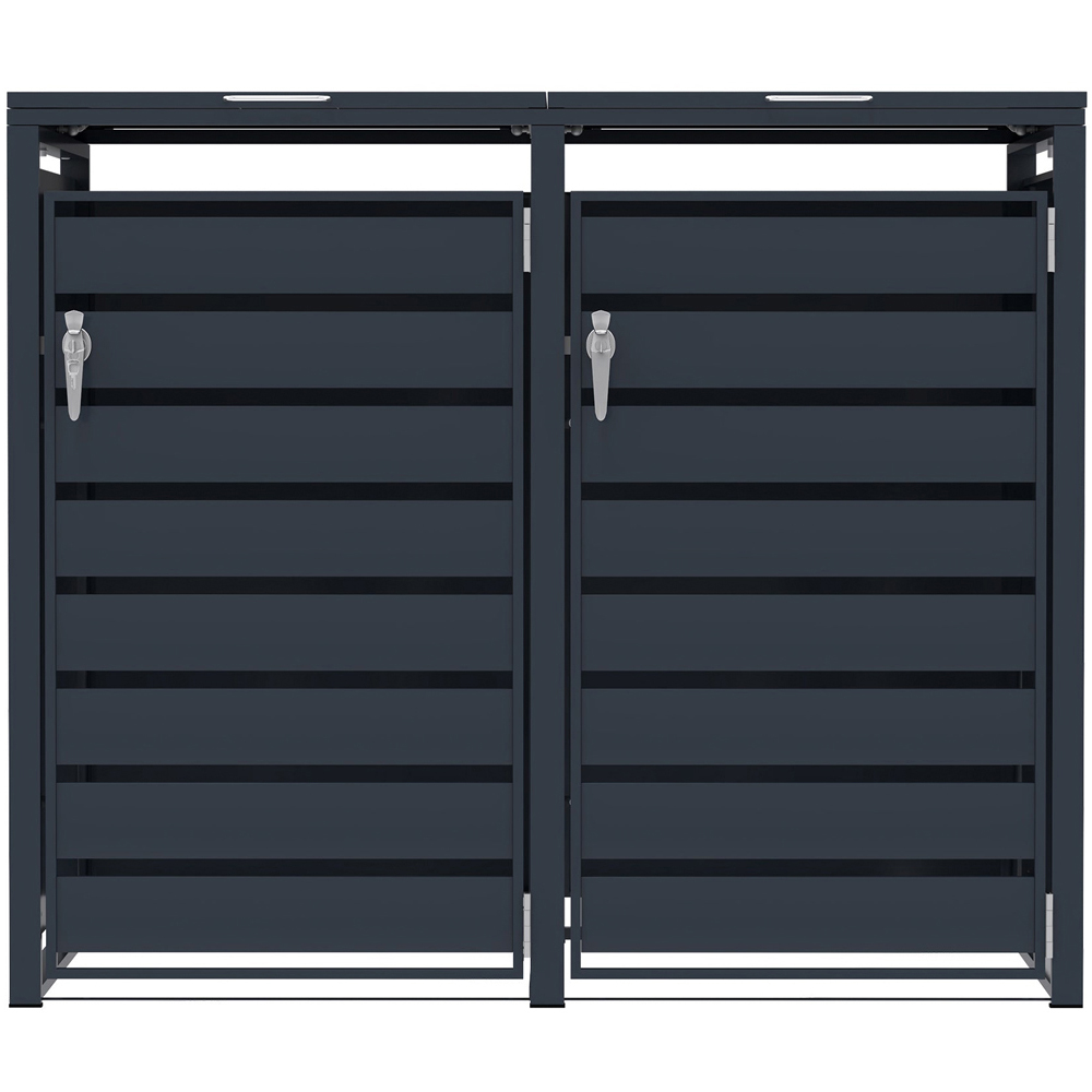 MonsterShop Anthracite Grey Metal 2 Wheelie Bin Storage Shed Image 1
