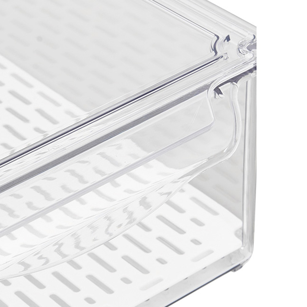 Living and Home Clear Stackable Fridge Organiser Storage Box Set with Draining Board 7 Pack Image 3