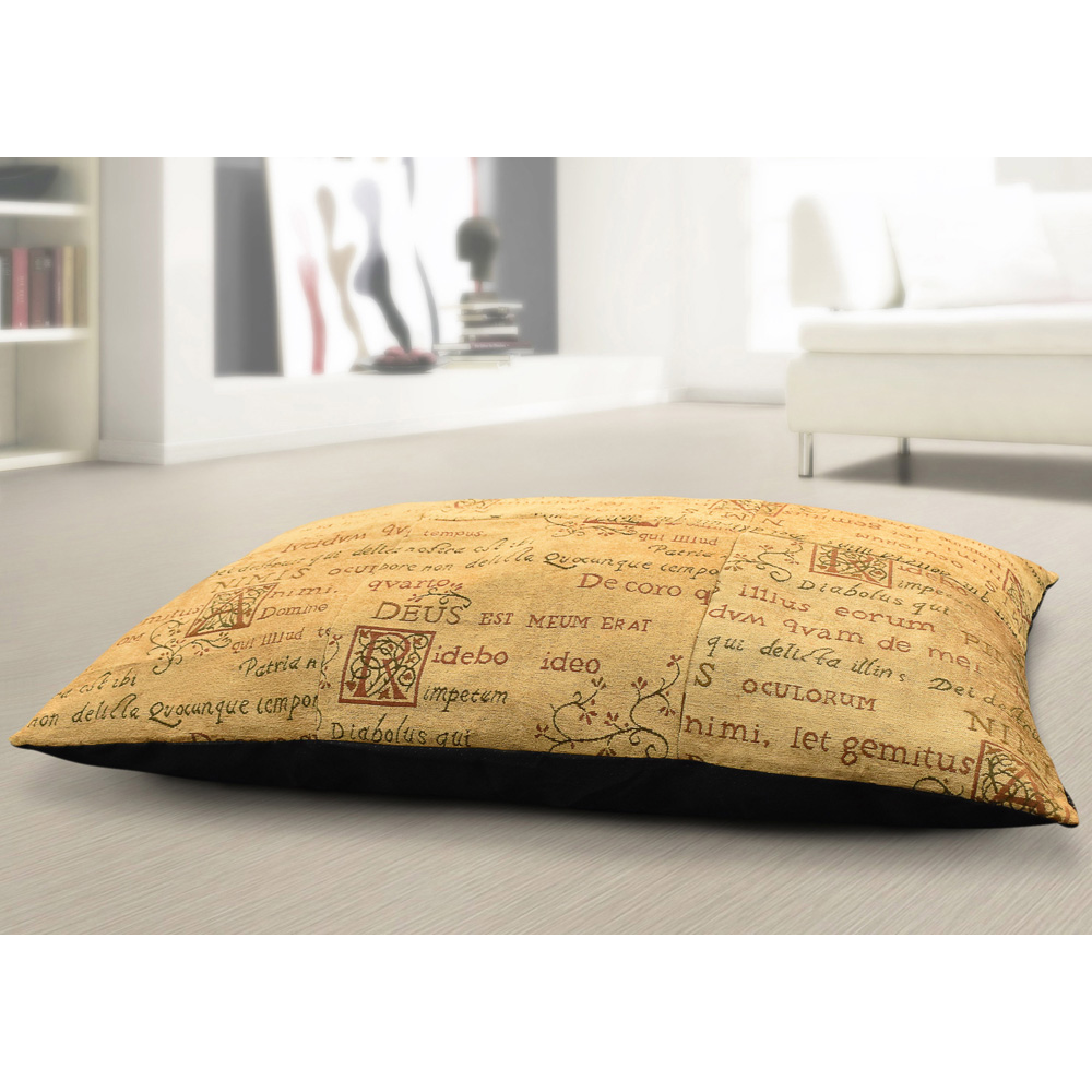 Velosso Gold Jacquard Latin Script Woven Non-Slip Lounging Cushion 58 x 85cm Image 2