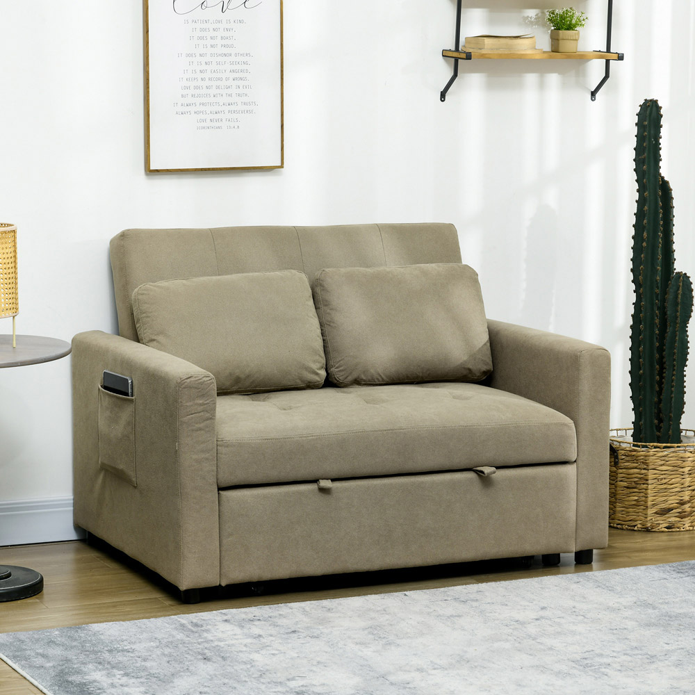 Portland 2 Seater Light Brown Sofa Bed Image 4