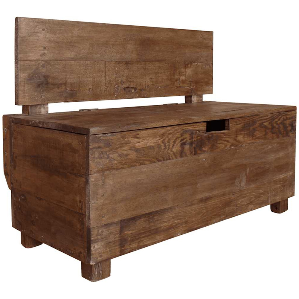 vidaXL 2 Seater Brown Reclaimed Wood Bench with Storage Image 2
