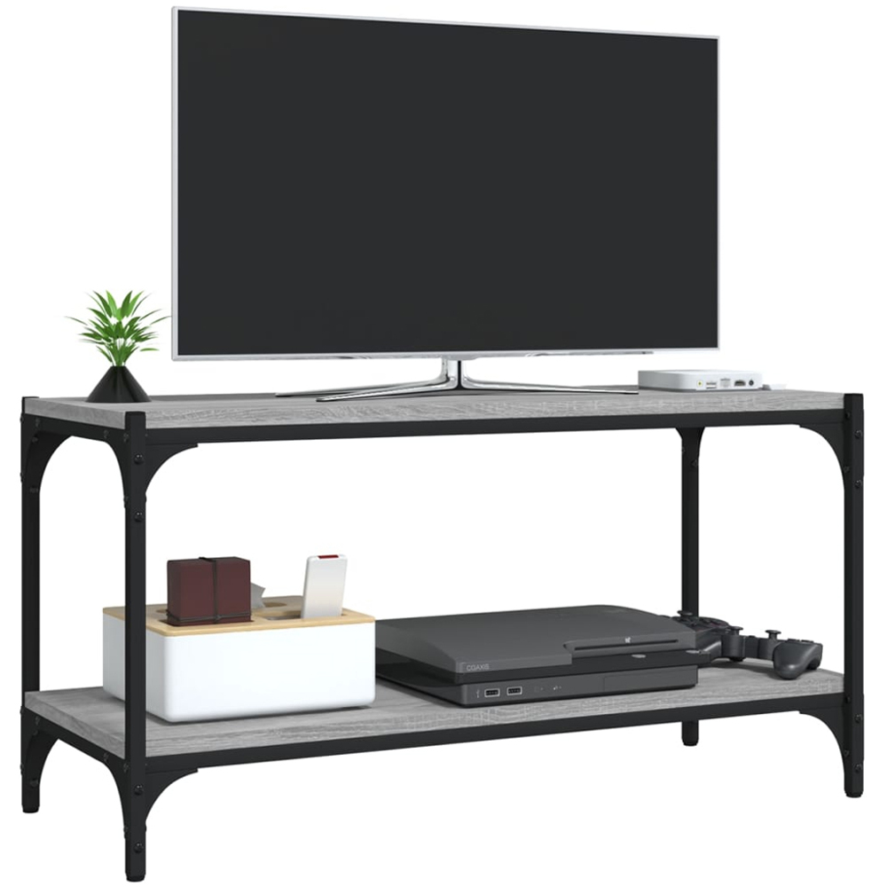 vidaXL Single Shelf Grey Sonoma Wood and Steel TV Cabinet Image 3