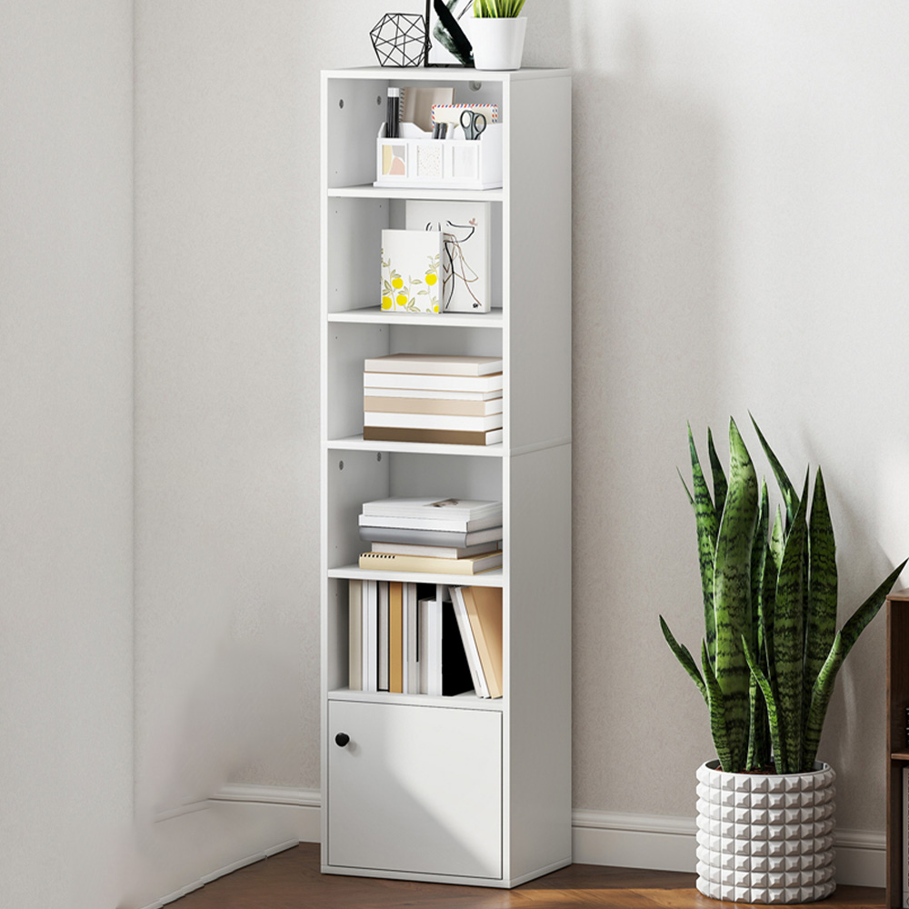 Portland 6 Shelf White Adjustable Tall Bookcase Image 1