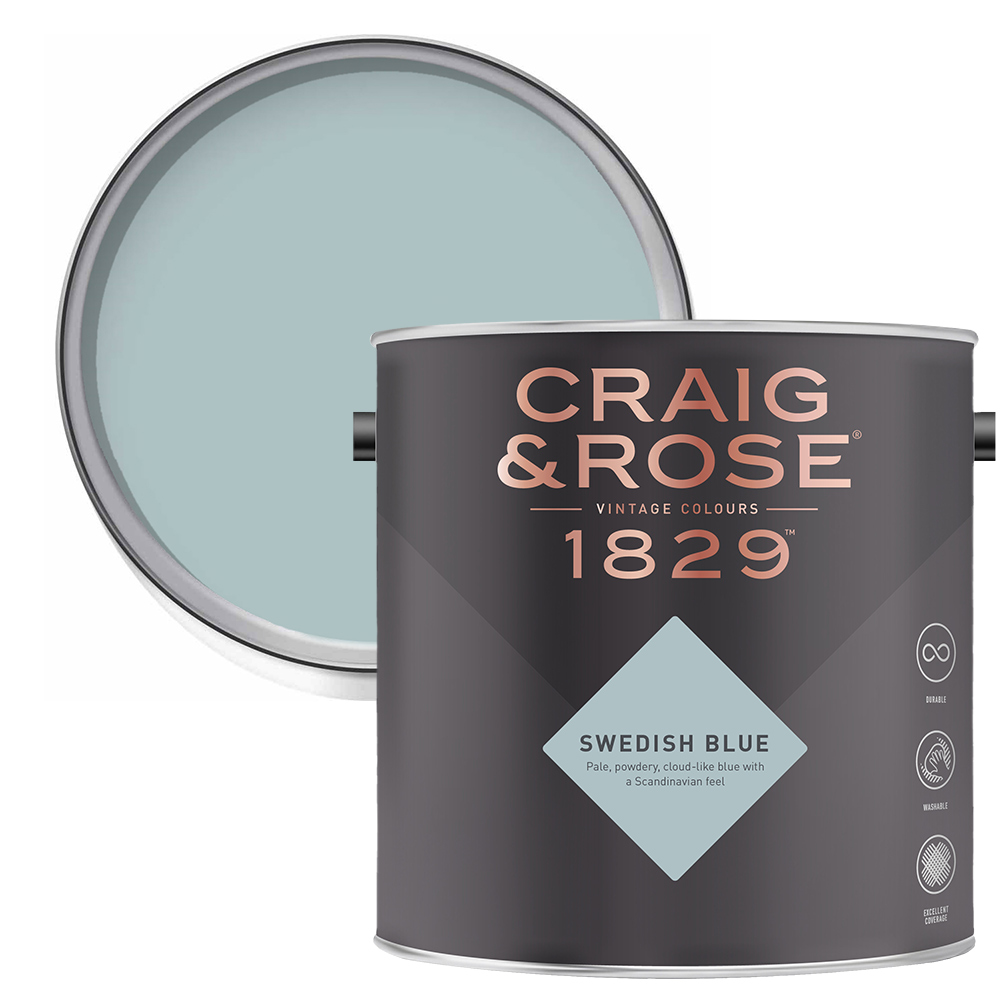 Craig & Rose Kitchen and Bathroom Swedish Blue Eggshell Paint 2.5L Image 1
