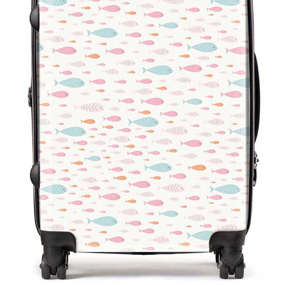 Warren Reed Designer Medium Hand Drawn Swimming Fish Suitcase Image 2