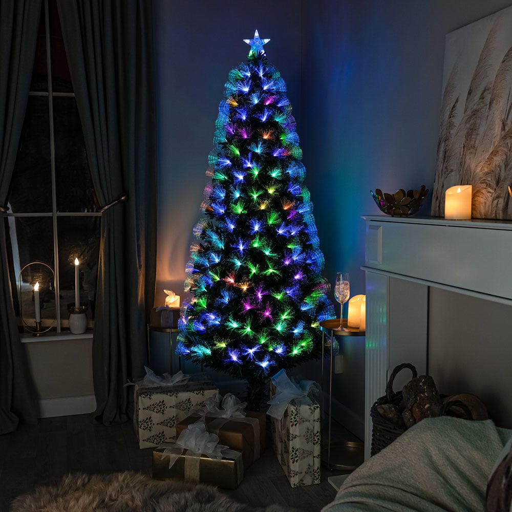 The Christmas Centre 280 Multicolour LED Green Fibre Optic Artificial Xmas Tree with Remote 7ft Image 9