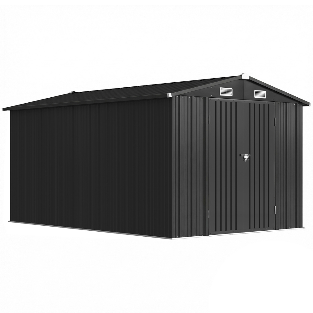 Outsunny 12 x 8ft Dark Grey Apex Garden Shed Image 1