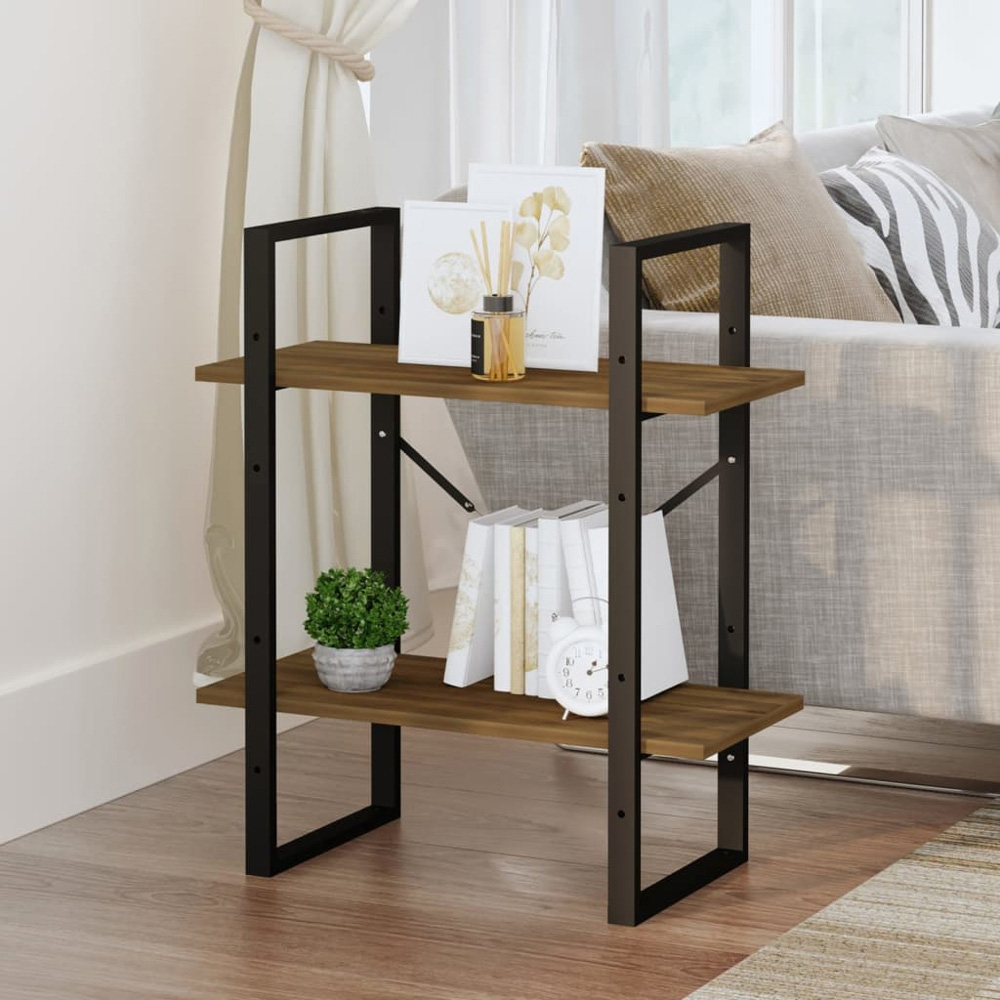 vidaXL 2 Shelf Brown Oak Bookcase Image 6