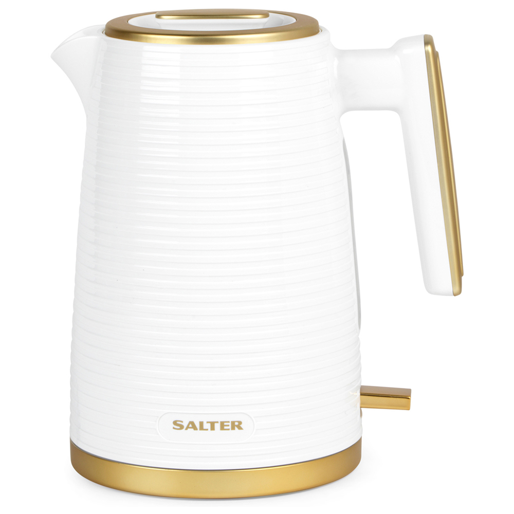 Salter Palermo EK5031WHT White & Gold Effect 1.7L Textured Kettle 3000W Image 1