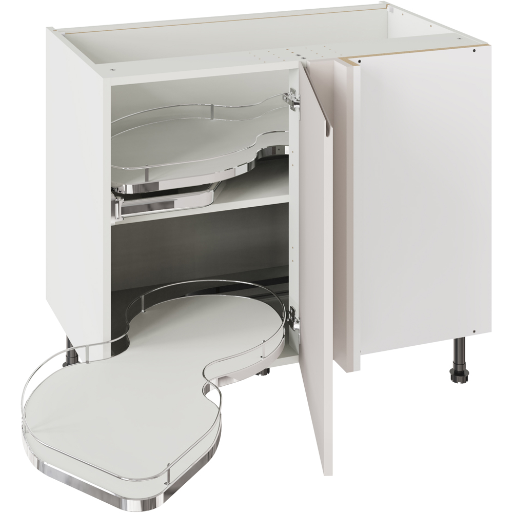 Kitchen Kit J-Pull Gloss Light Grey Base Kitchen Cabinet with Nuvola Blind Corner Flatpack 1000mm Image 1