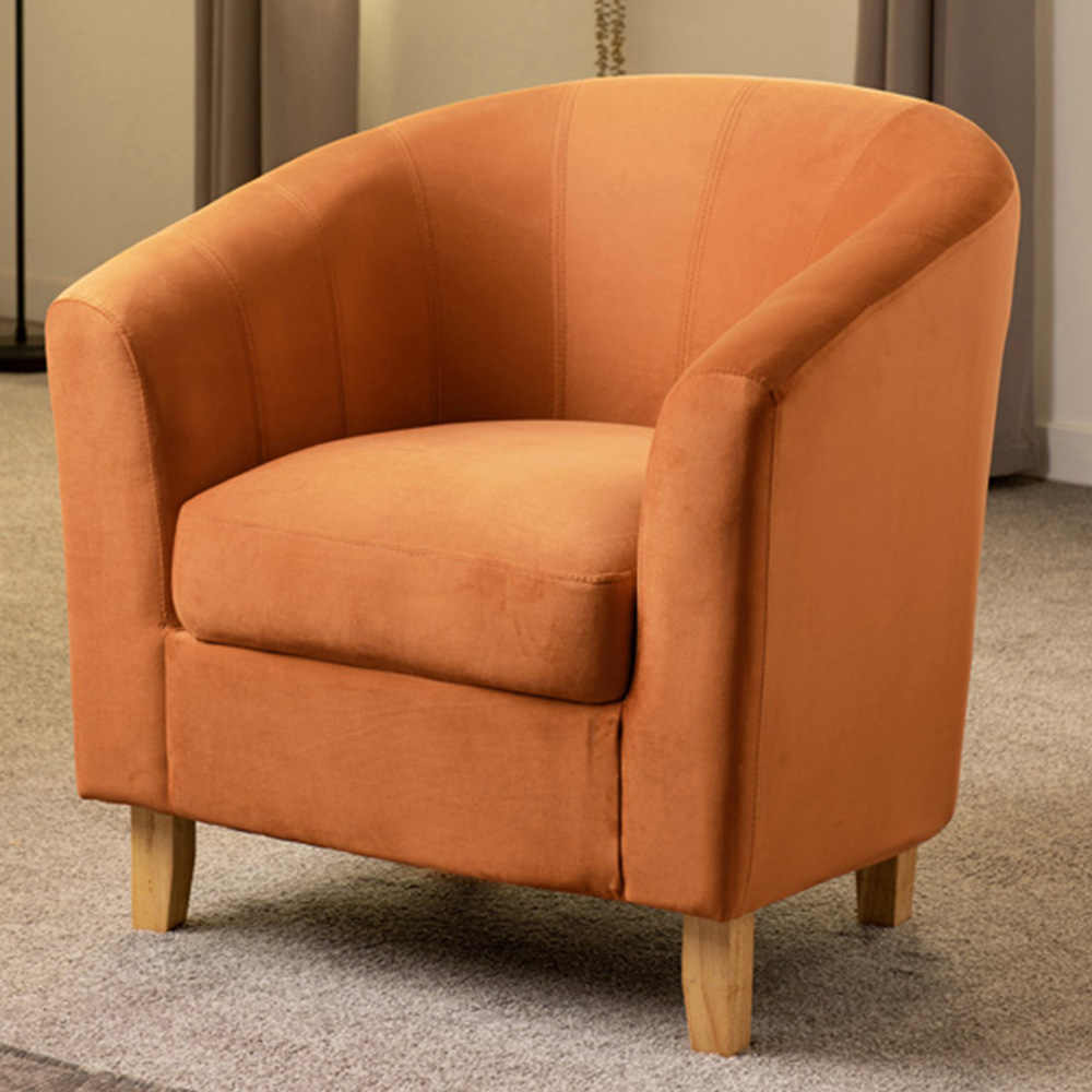 Seconique Burnt Orange Velvet Tempo Tub Chair Image 1