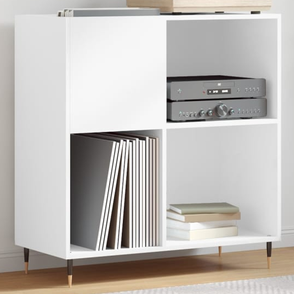 vidaXL 3 Shelf White Record Cabinet Image 1
