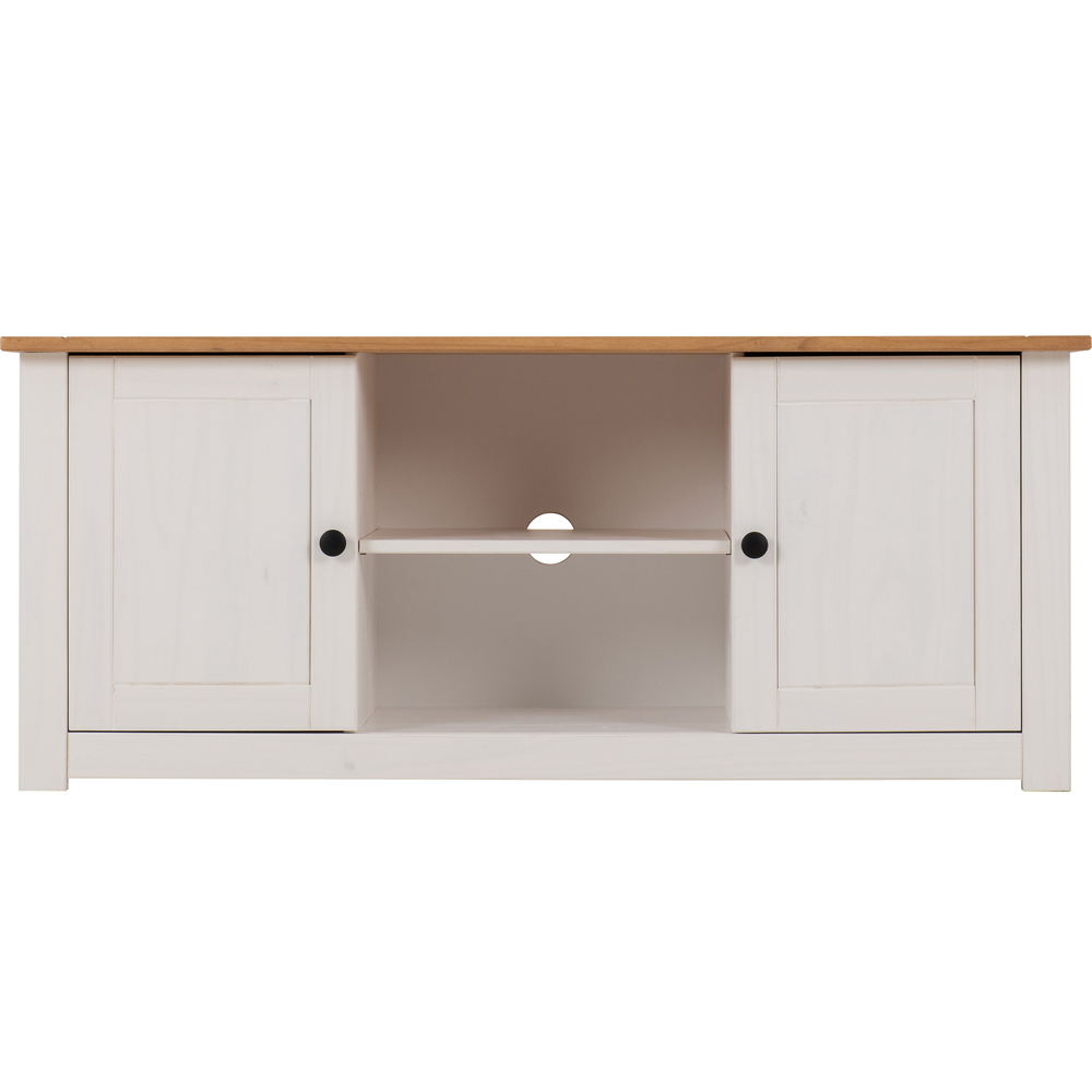 Seconique Panama 2 Door 2 Shelf White and Natural Wax TV Unit Image 3