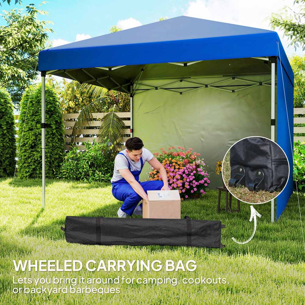 Outsunny 3 x 3m Blue Pop Up Gazebo Party Tent with 2 Sidewalls Image 8