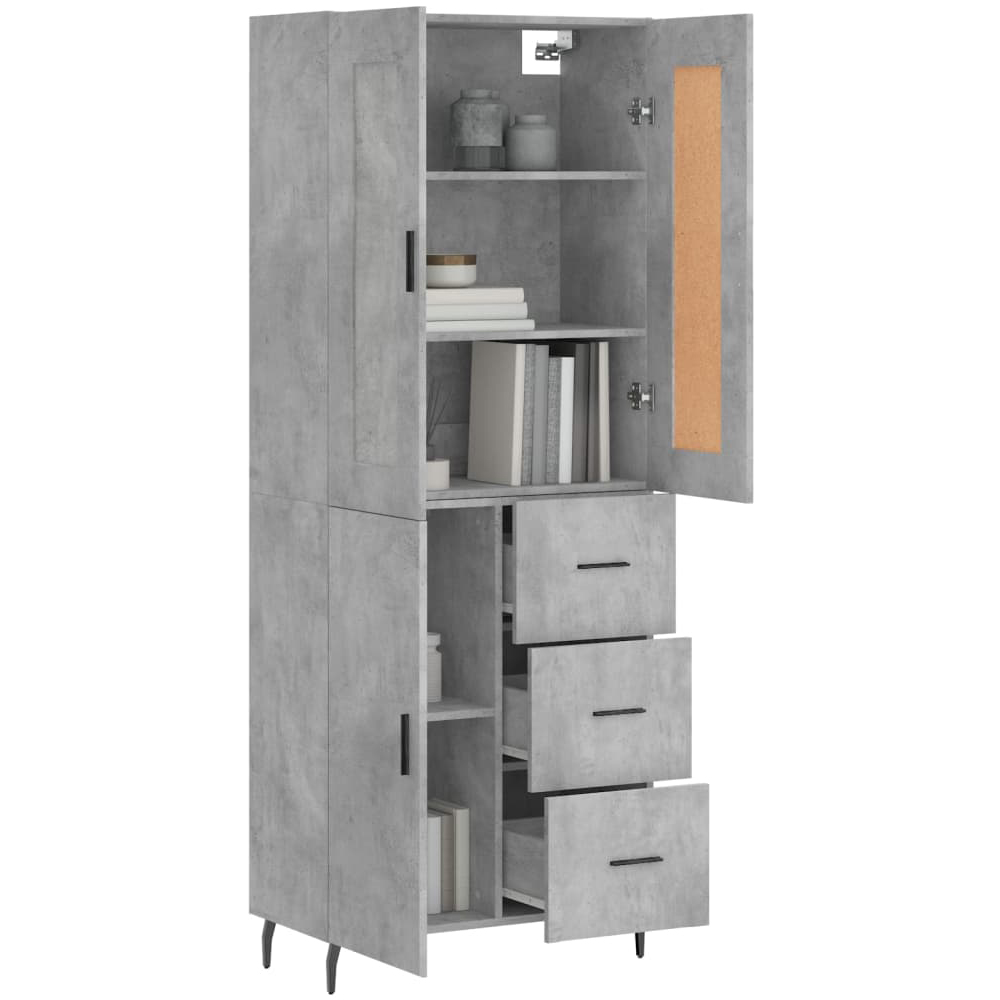 vidaXL 4 Door Grey Highboard Image 2