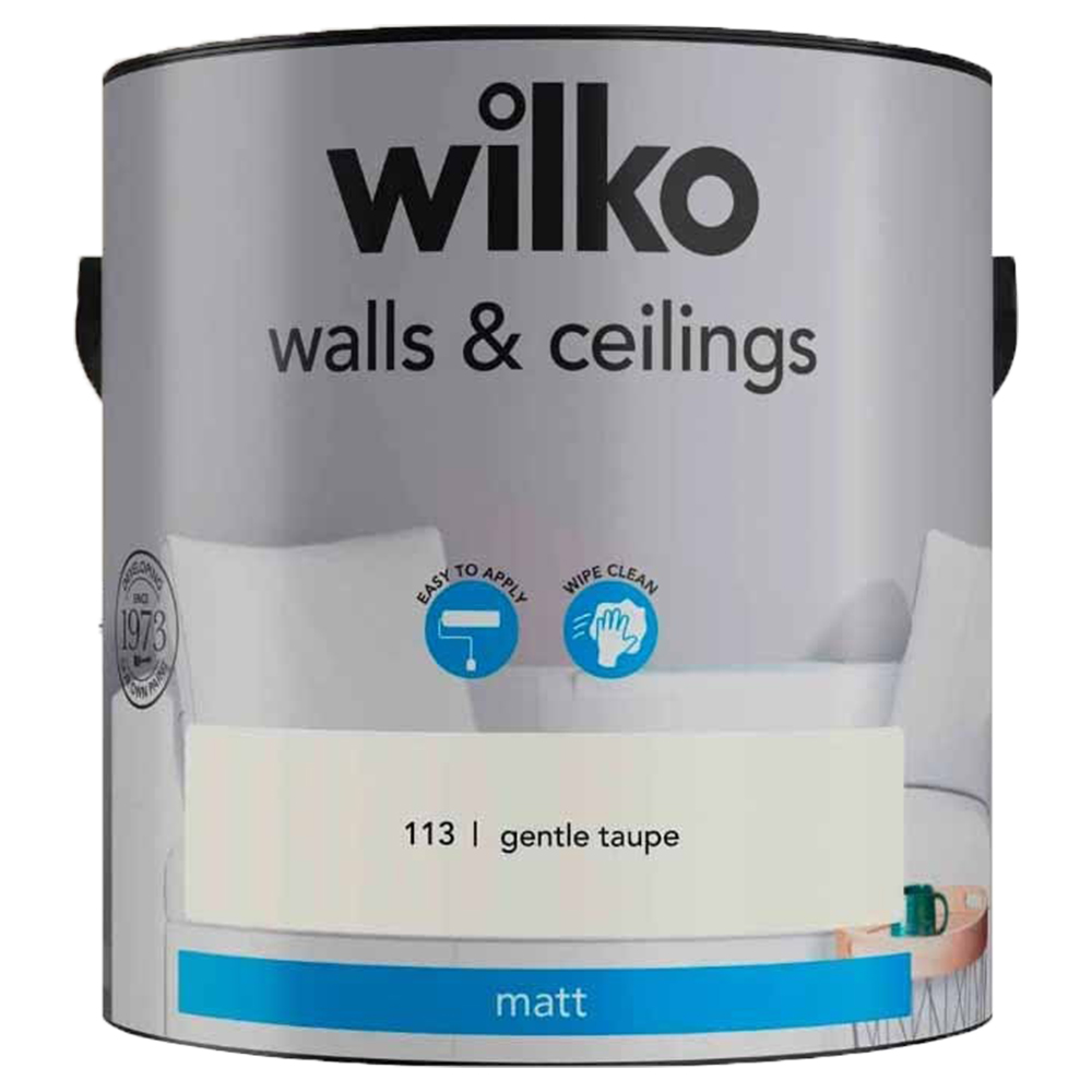 Wilko Walls & Ceilings Gentle Taupe Matt Emulsion Paint 2.5L Image 2