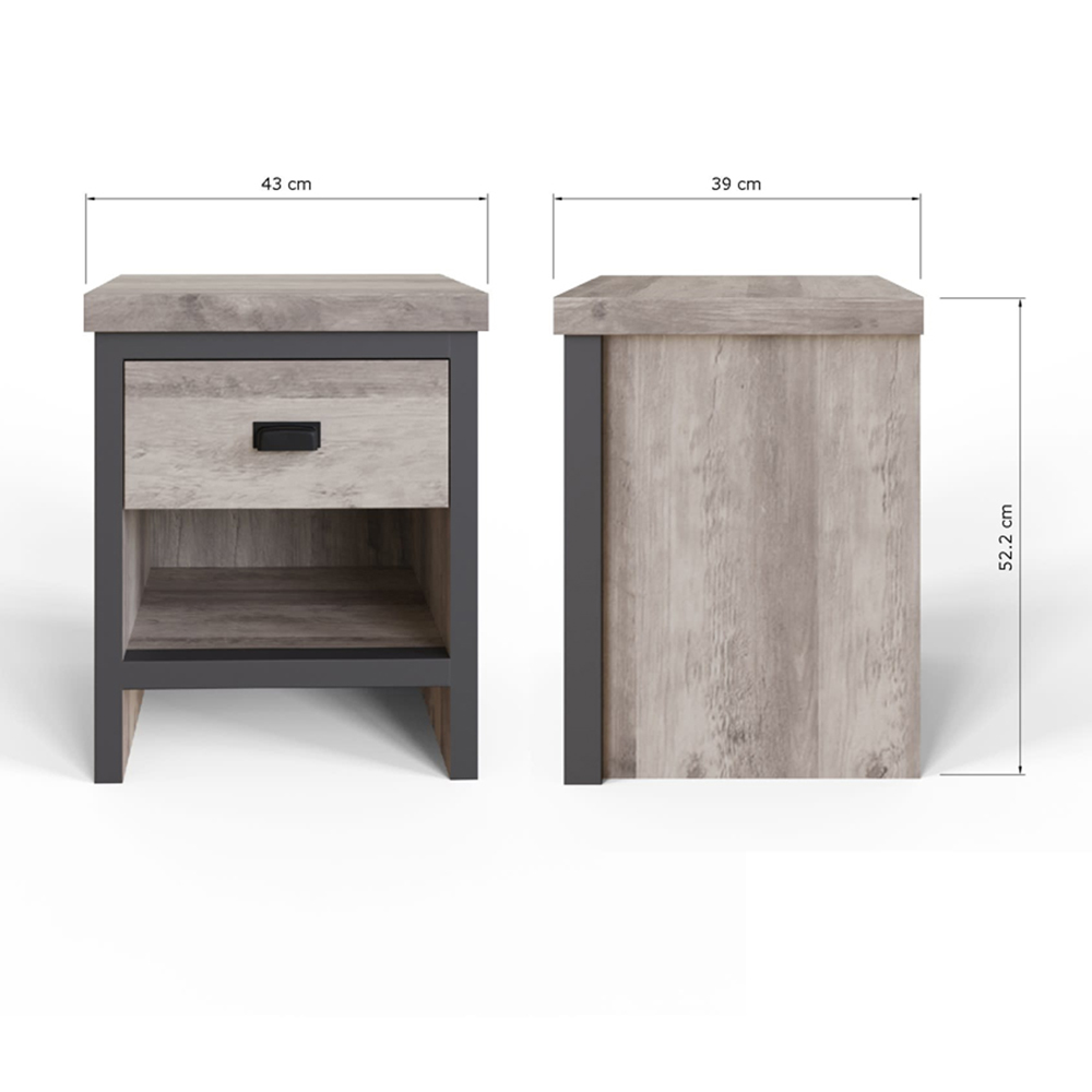 GFW Boston Single Drawer Grey Lamp Table Image 9