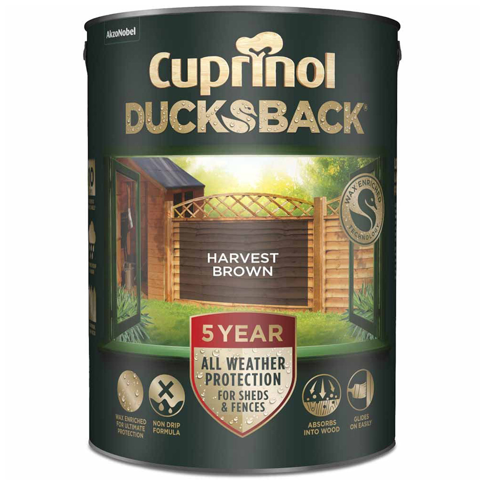 Cuprinol 5 Year Ducksback Harvest Brown Exterior Wood Paint 5L Image 2