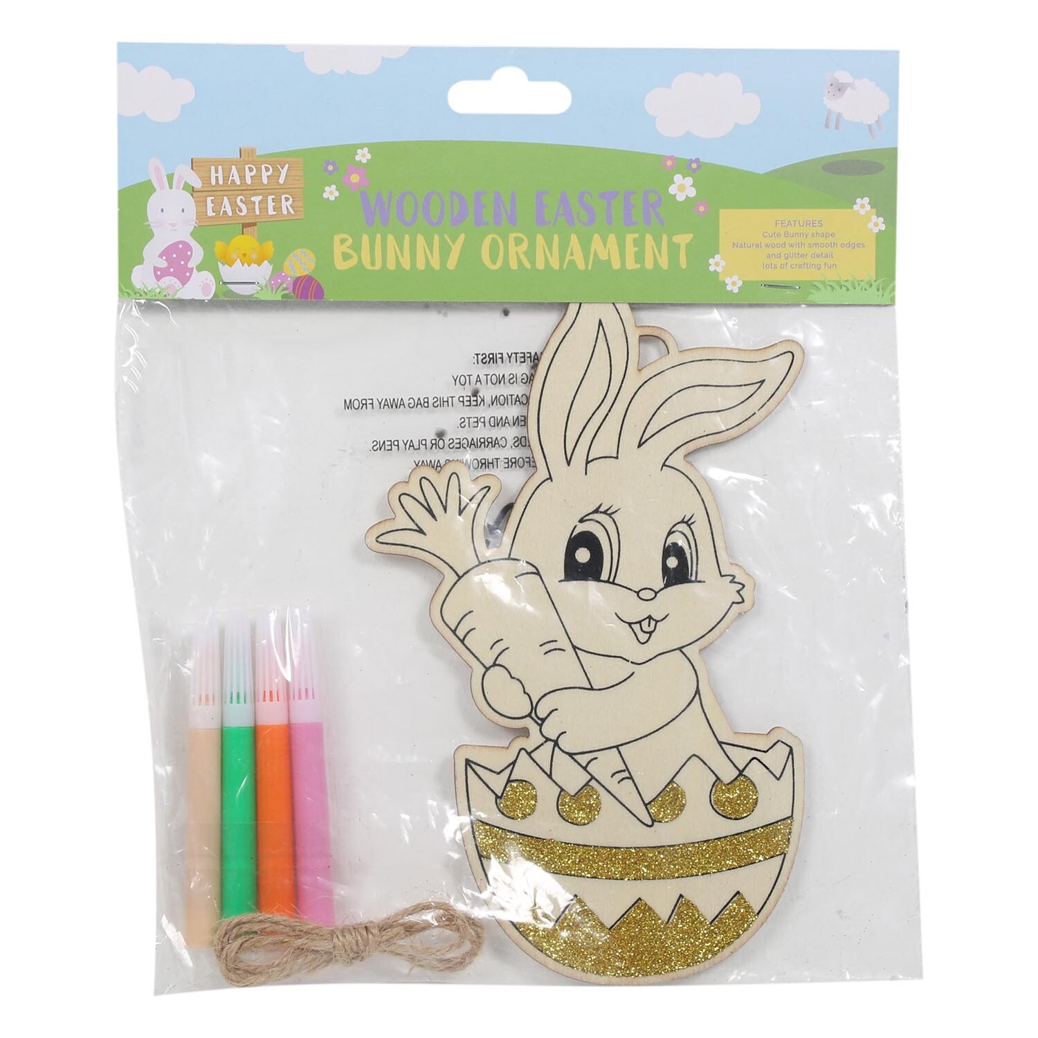 Single Easter Colour Your Own Wooden Bunny in Assorted styles Image 3