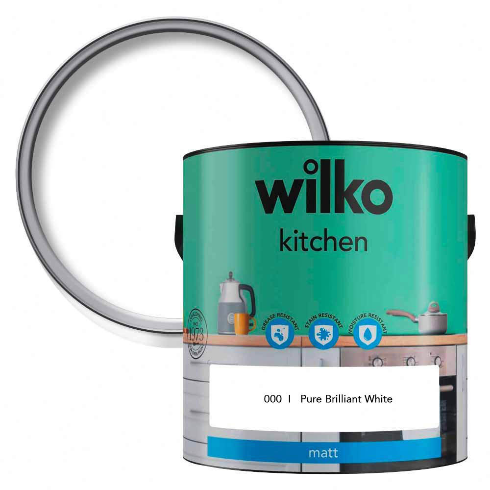 Wilko Kitchen Grey Whisper and Pure Brilliant White Paint Bundle Image 3