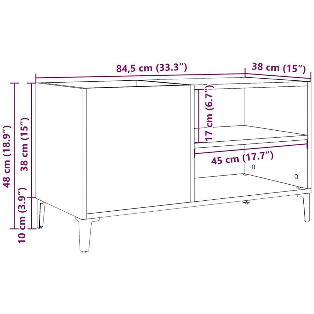 vidaXL 2 Shelf Old Wood Record Cabinet Image 9